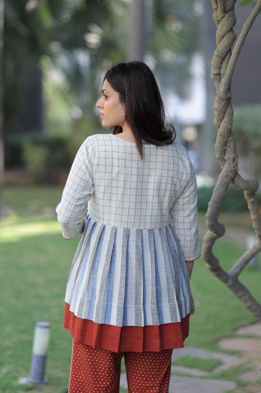 Top - Black Indigo Kala Cotton Striped Co-ord Set