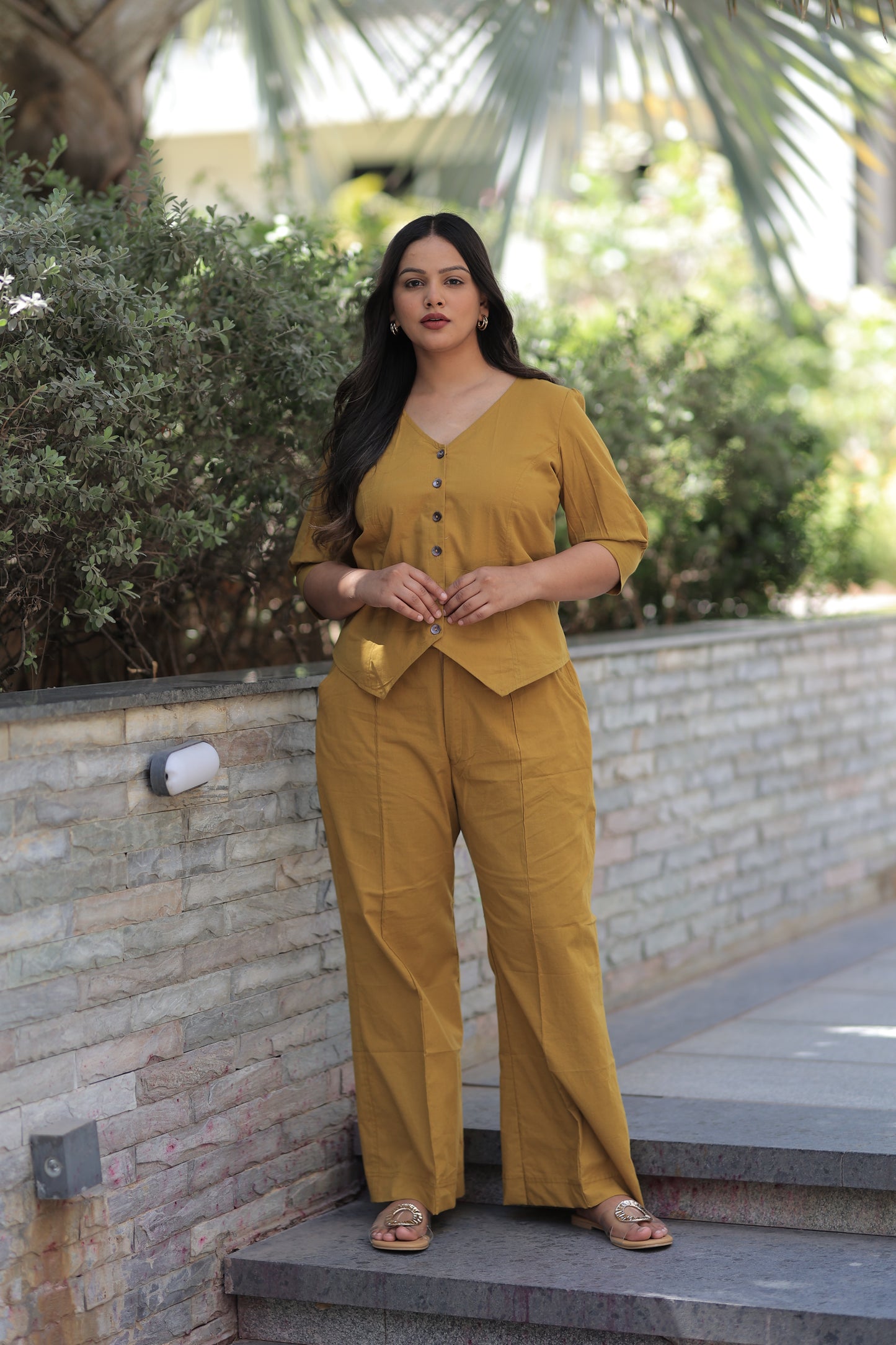Vest Summer Co-ord Set - Mustard