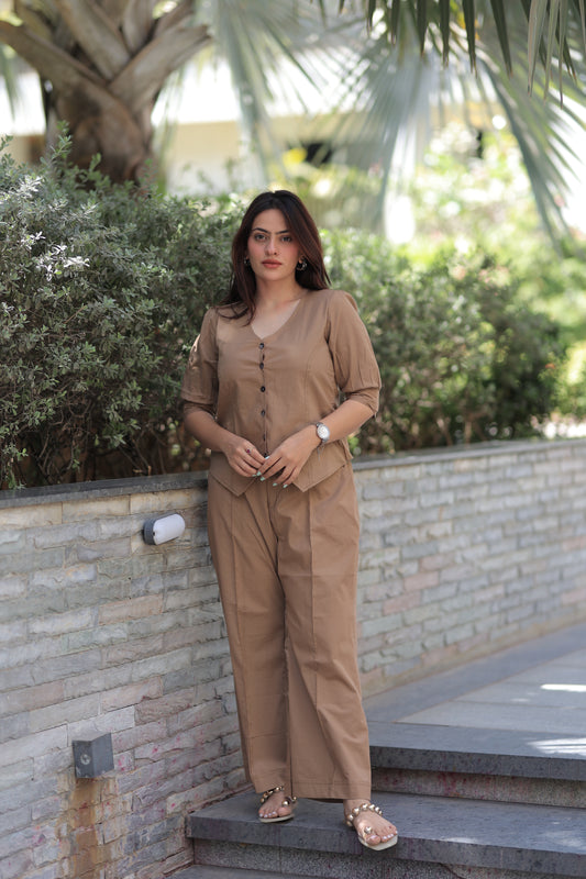 Vest Summer Co-ord Set - Beige