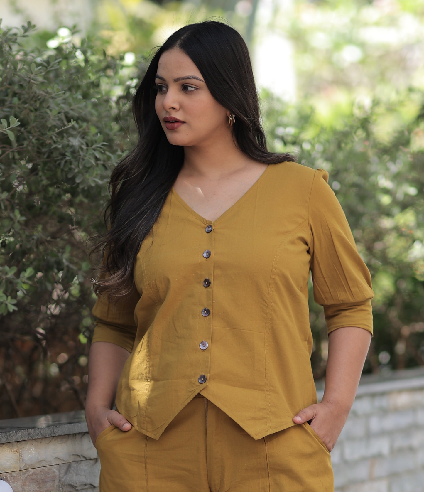 Top - Vest Summer Co-ord Set - Mustard