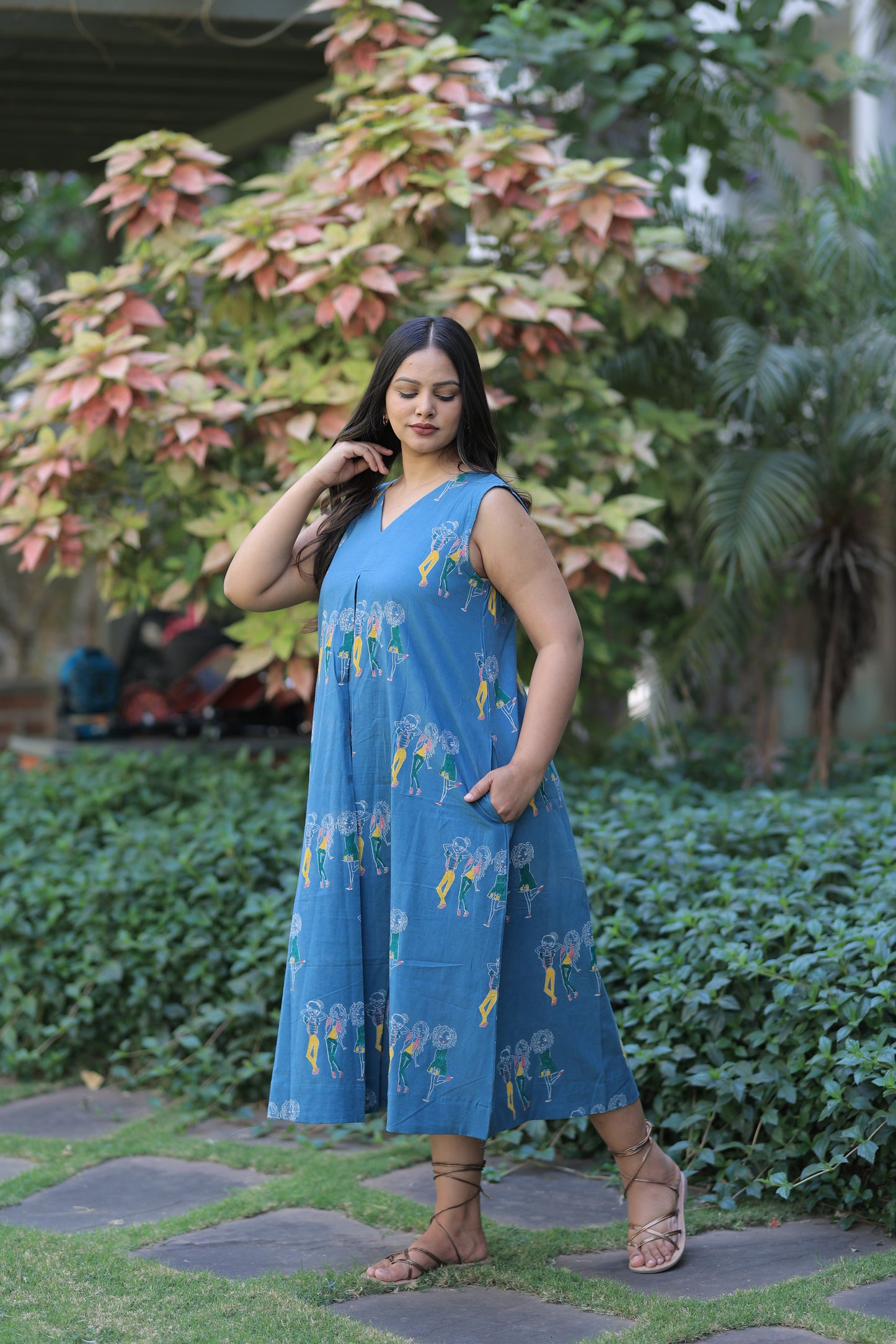 Teal 3 girls summer dress