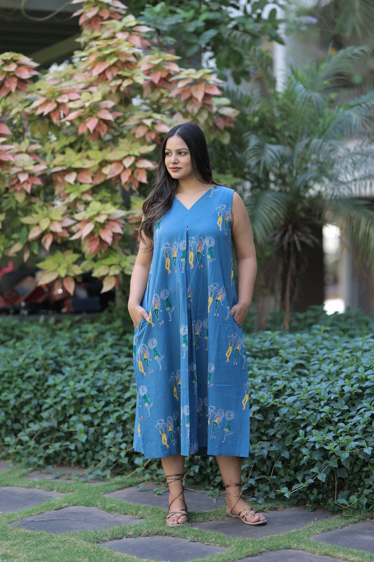 Teal 3 girls summer dress