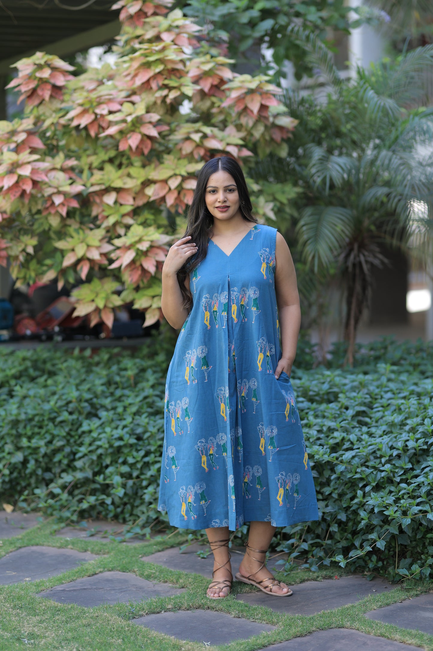 Teal 3 girls summer dress