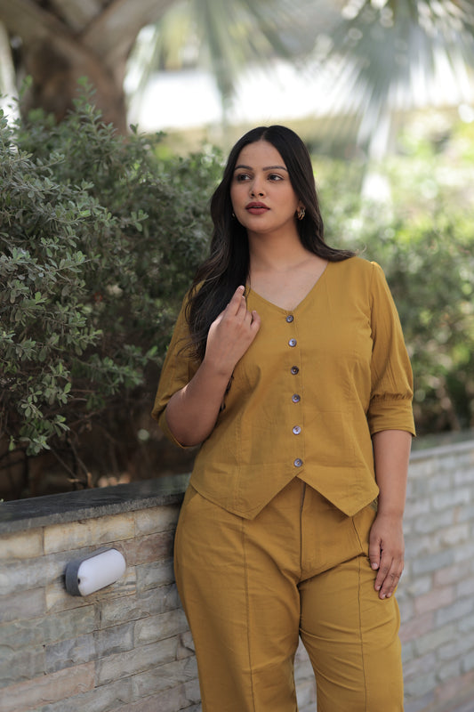 Vest Summer Co-ord Set - Mustard