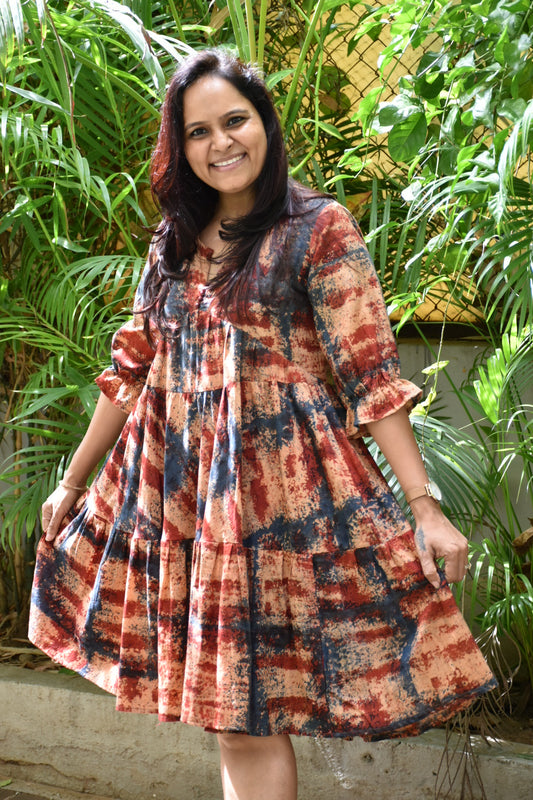 Madder Indigo Tie-Dye Short Dress