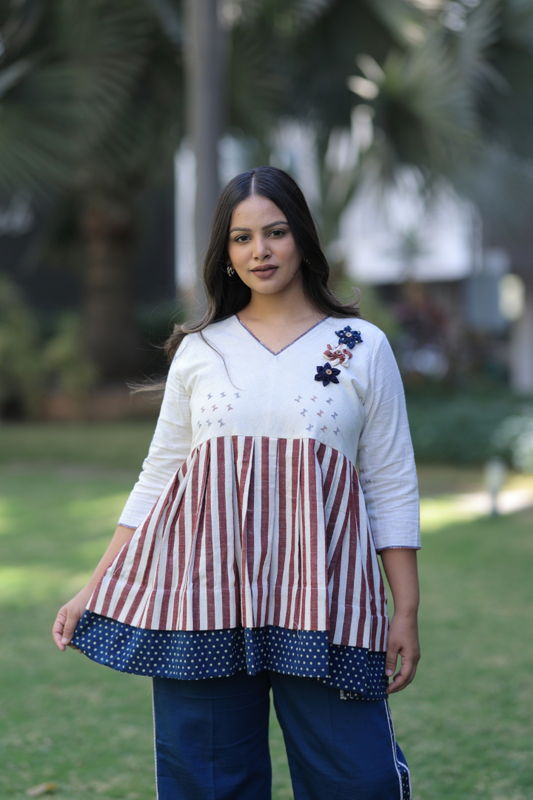 Madder Kala Cotton striped Co-ord Set