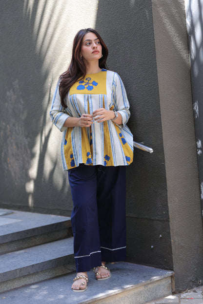 Mustard yellow Kusum Kala Cotton Co-ord Set