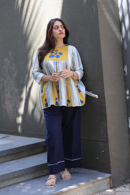 Mustard yellow Kusum Kala Cotton Co-ord Set