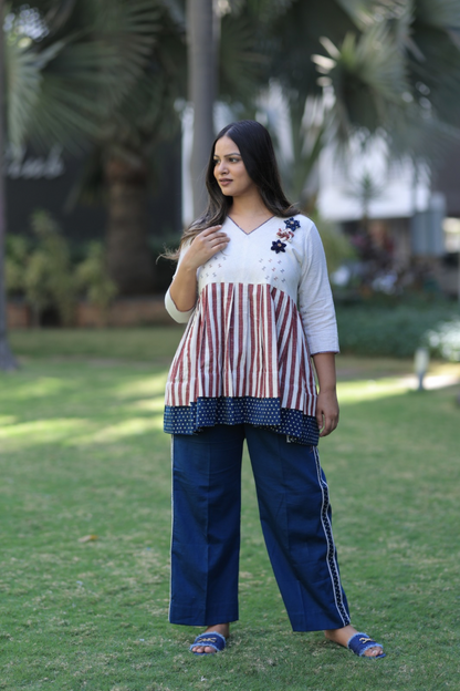 Madder Kala Cotton striped Co-ord Set