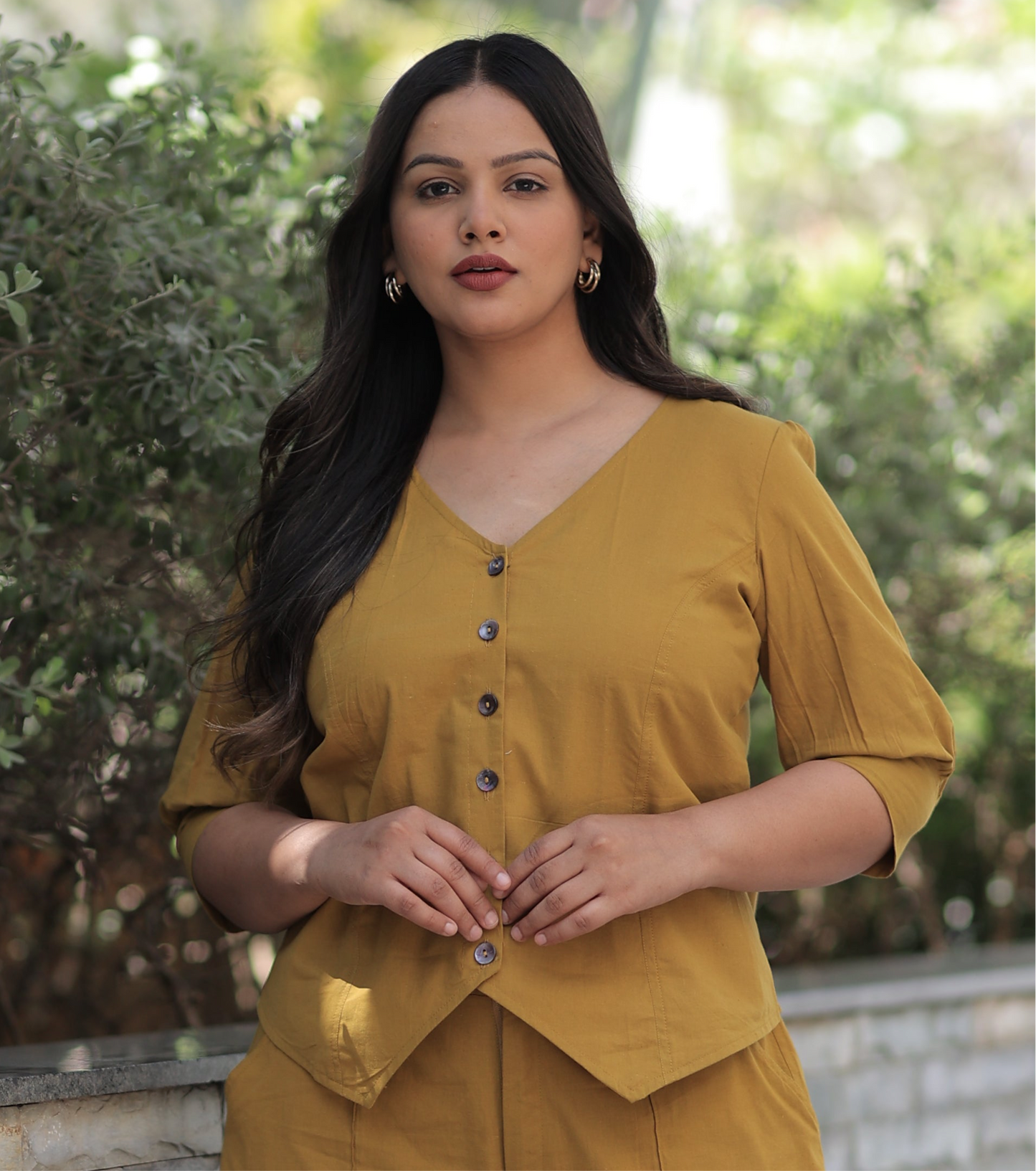 Top - Vest Summer Co-ord Set - Mustard