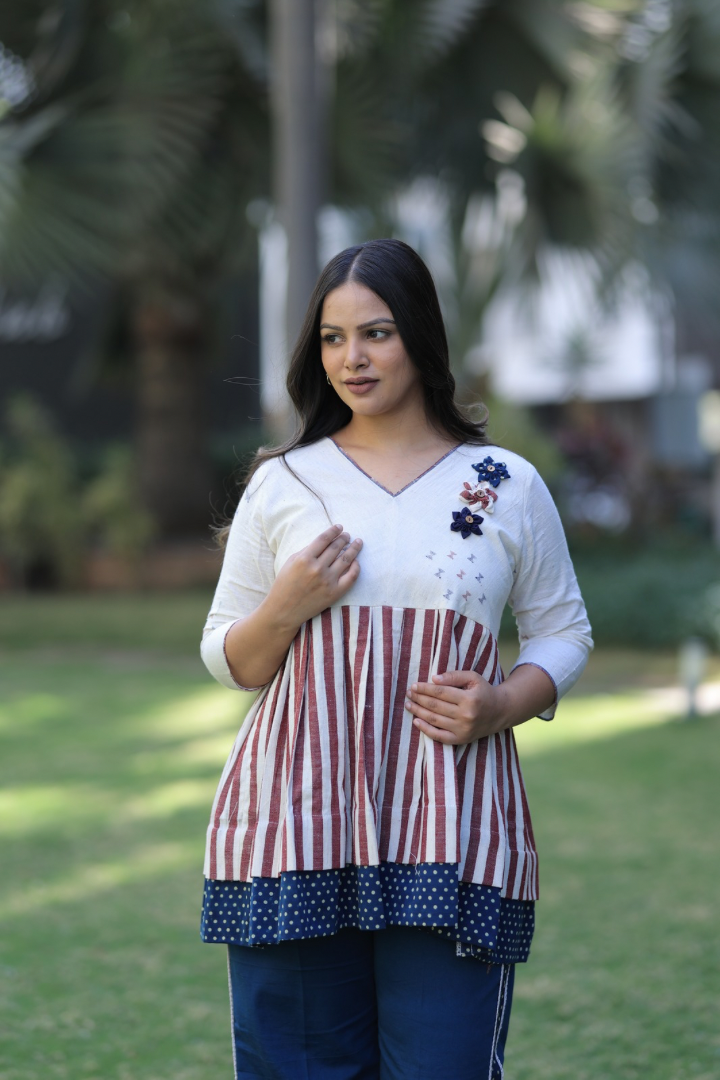 Madder Kala Cotton striped Co-ord Set
