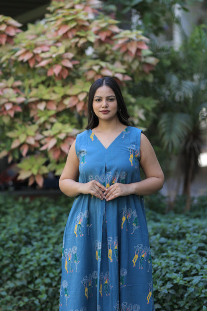 Teal 3 girls summer dress
