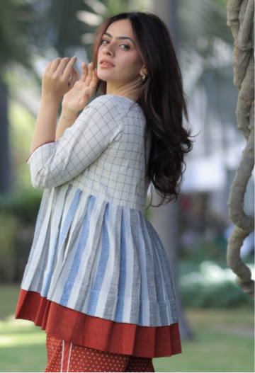 Top - Black Indigo Kala Cotton Striped Co-ord Set