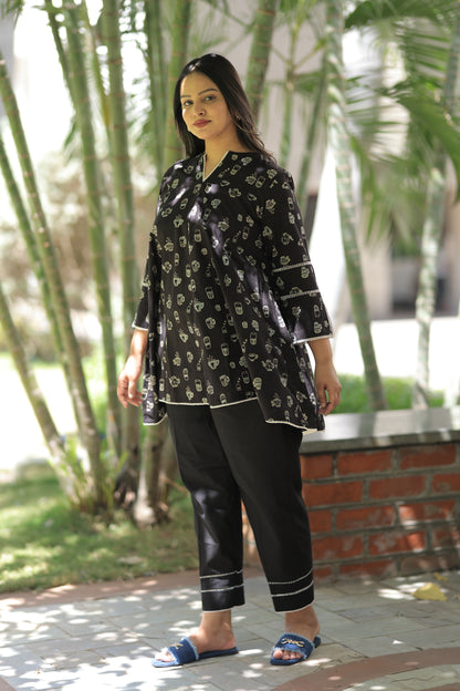 Coffee Cup Summer Co-ord Set - Rustic Black