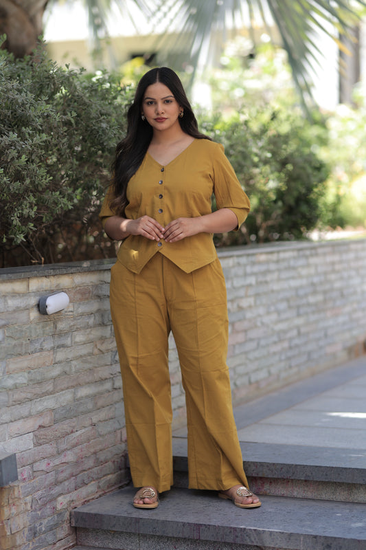 Vest Summer Co-ord Set - Mustard