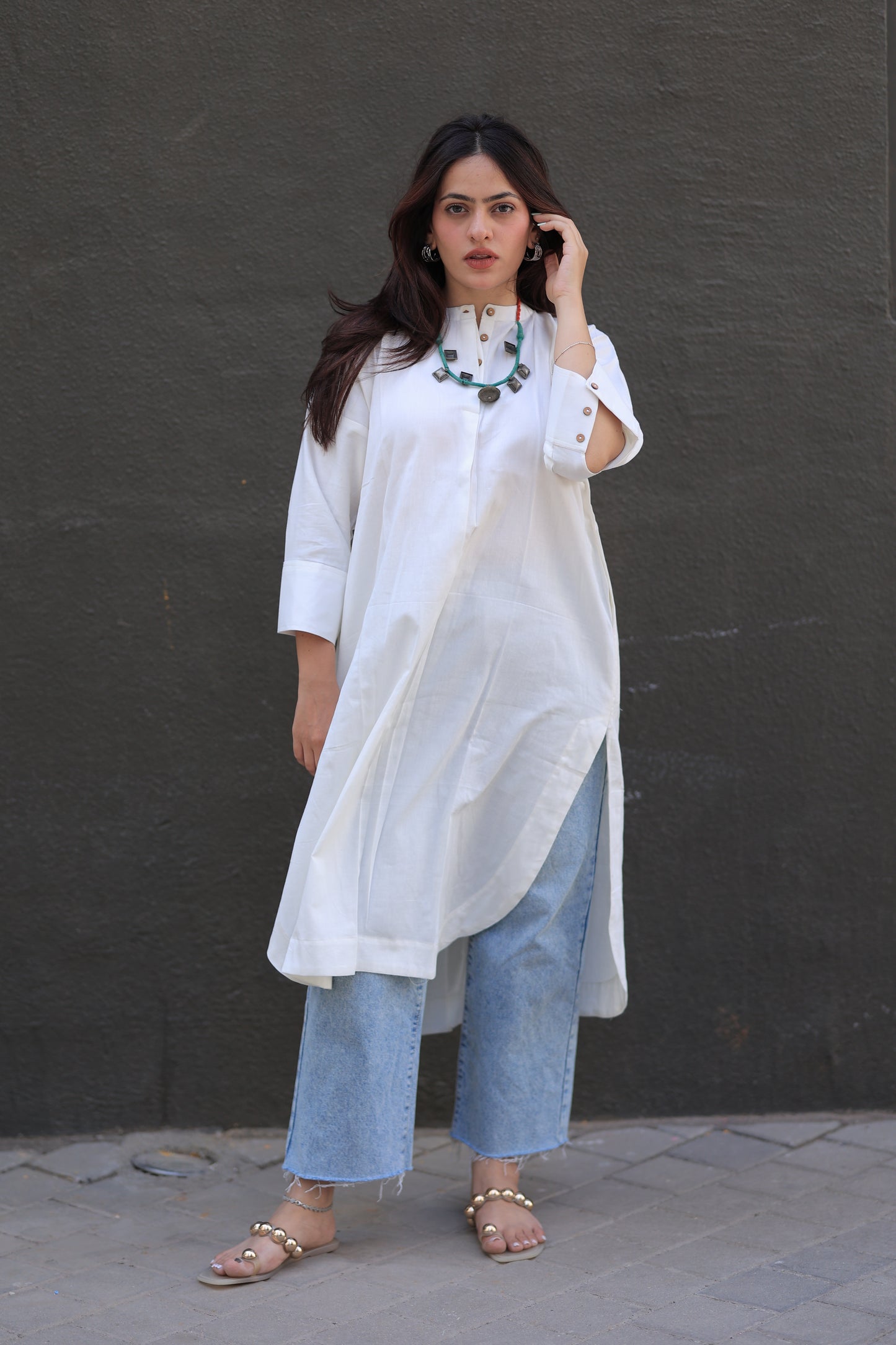 White Any-Fit Kurta shirt