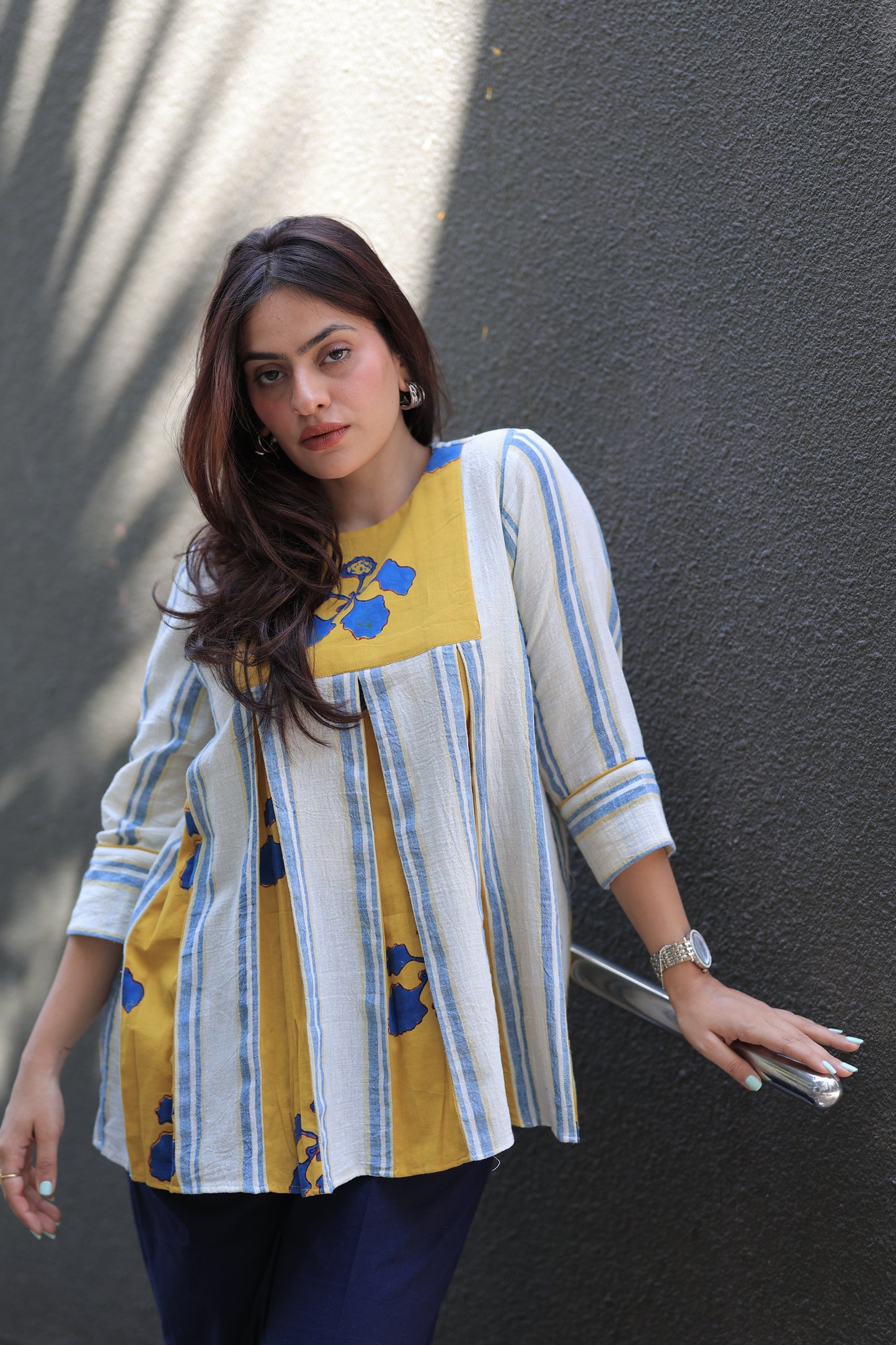 Mustard yellow Kusum Kala Cotton Co-ord Set