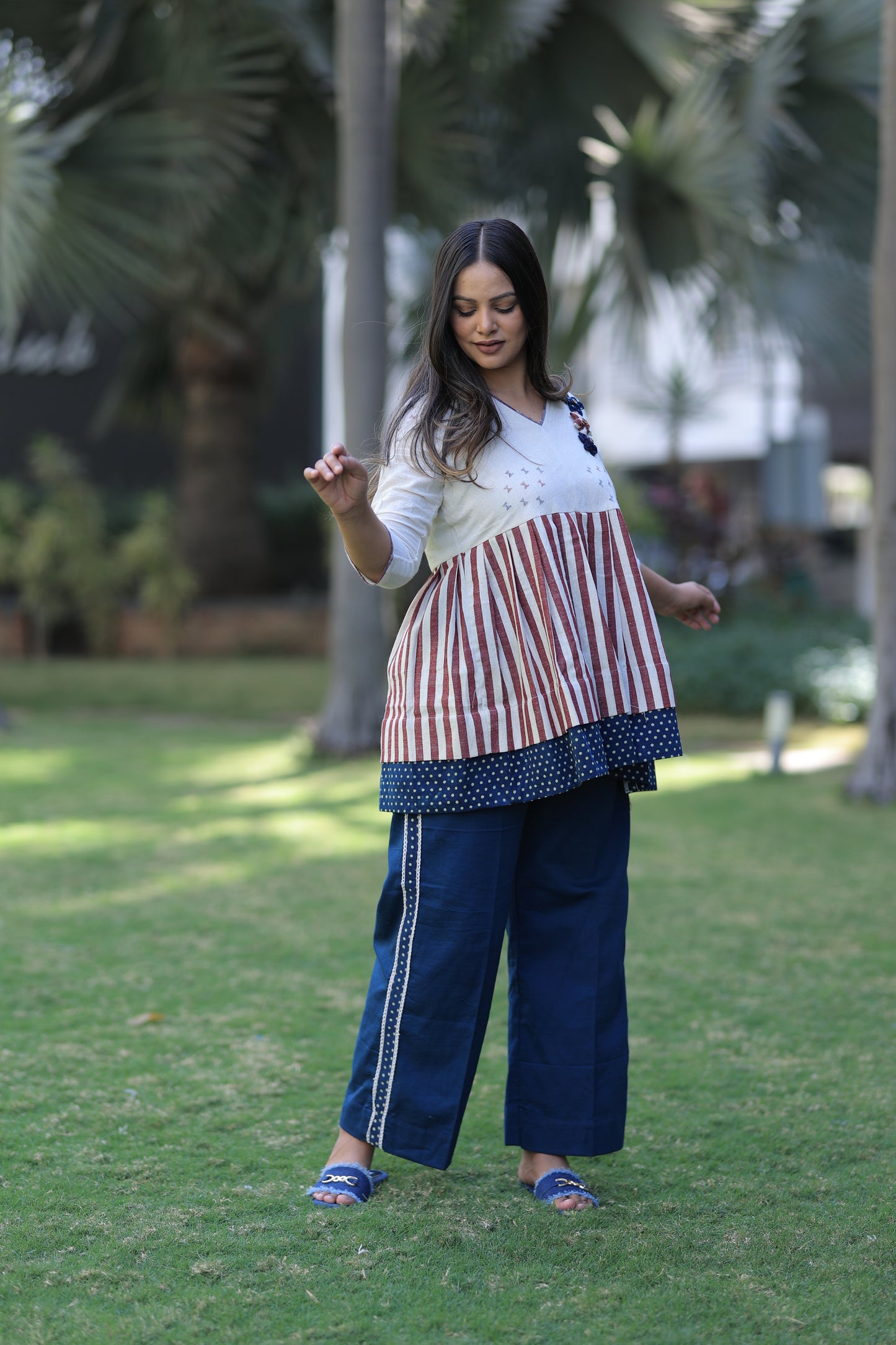 Bottom - Madder Kala Cotton striped Co-ord Set