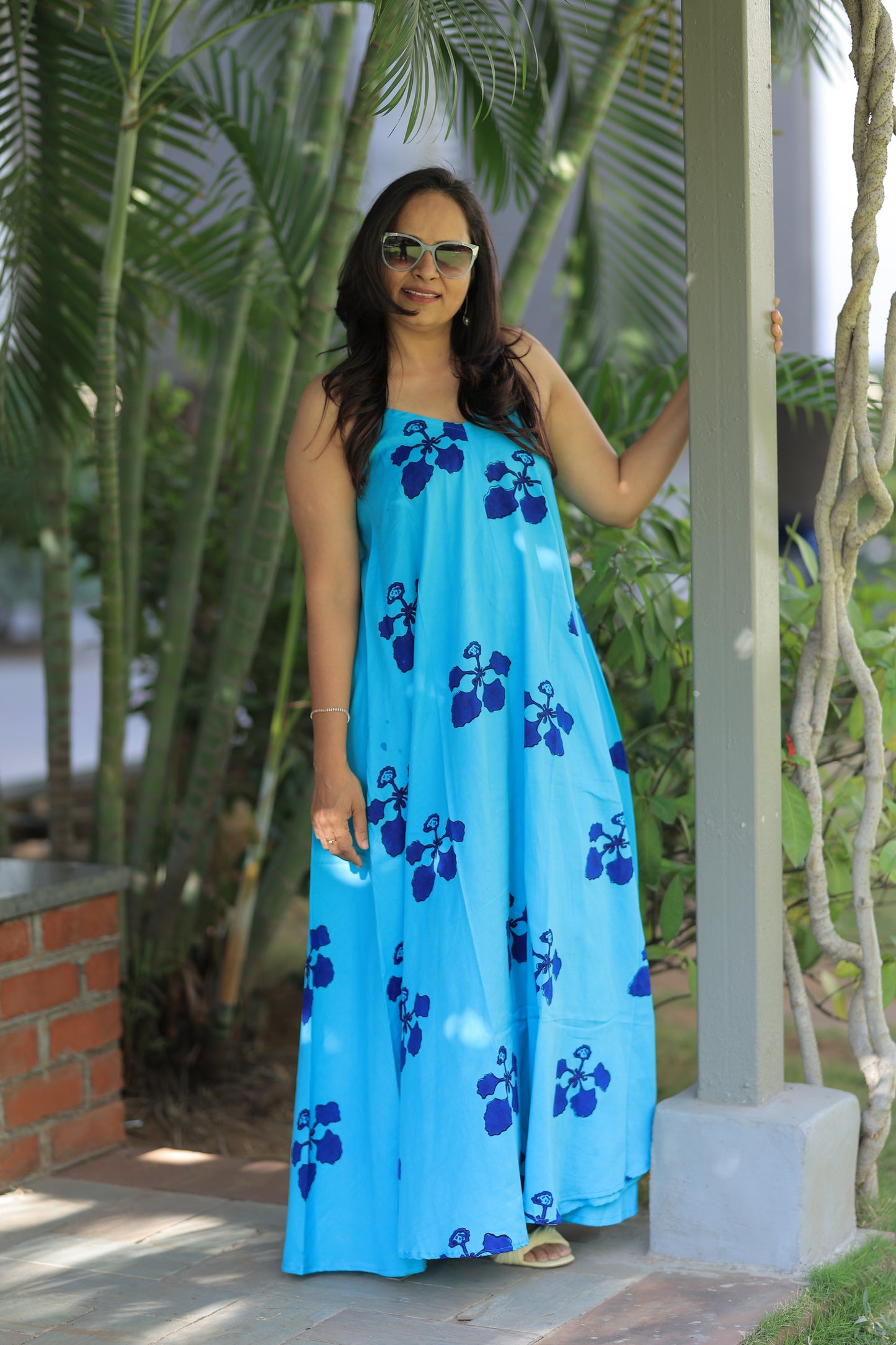 Kusum Print Beach Dress - Ocean Blue