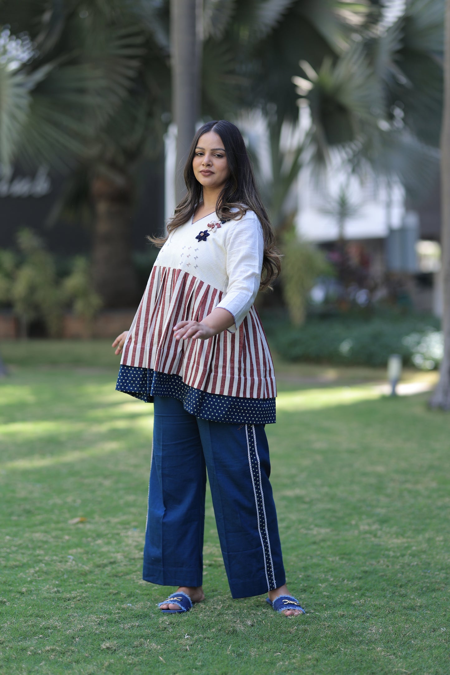 Bottom - Madder Kala Cotton striped Co-ord Set