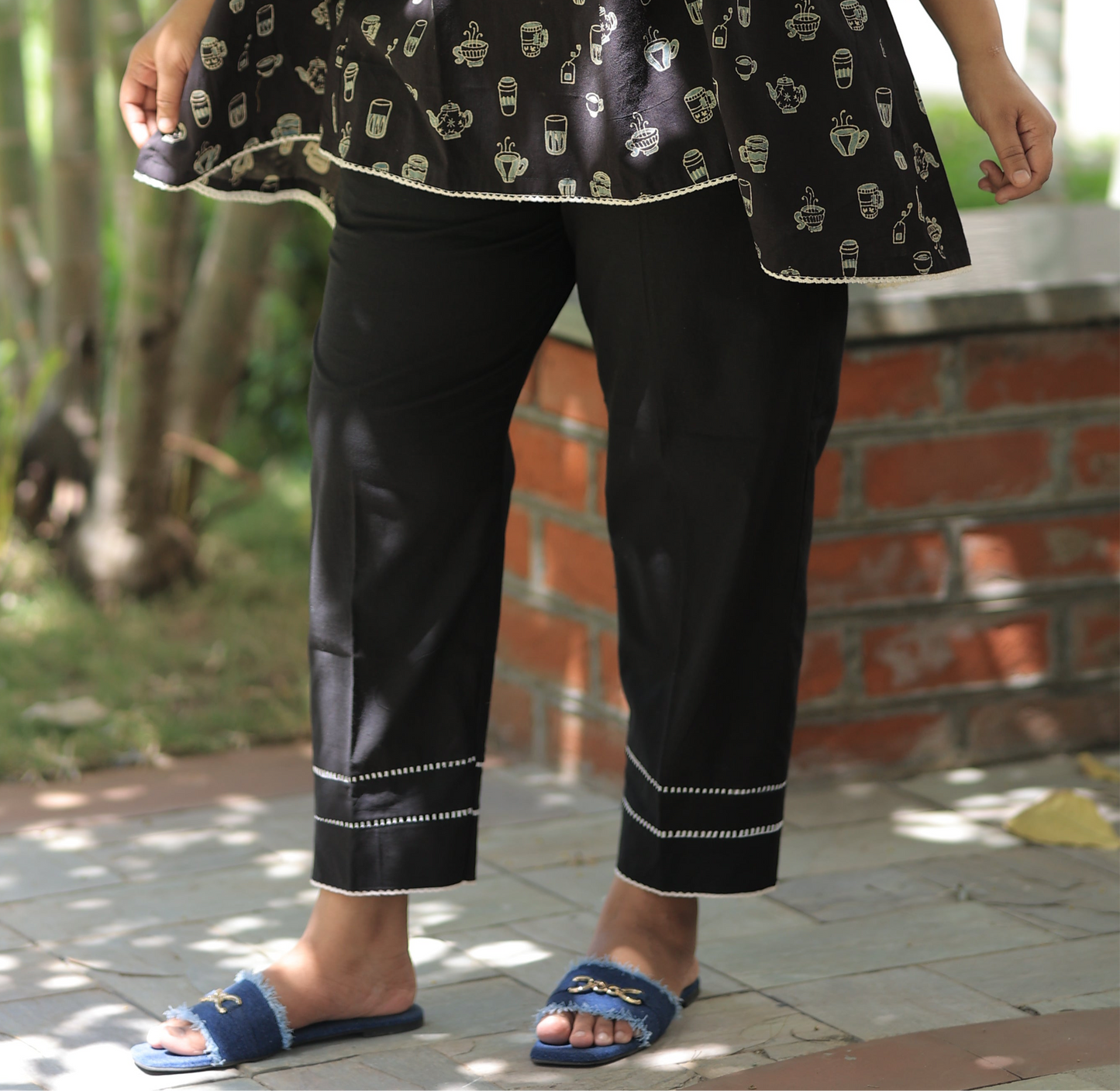 Bottom - Coffee Cup Summer Co-ord Set - Rustic Black