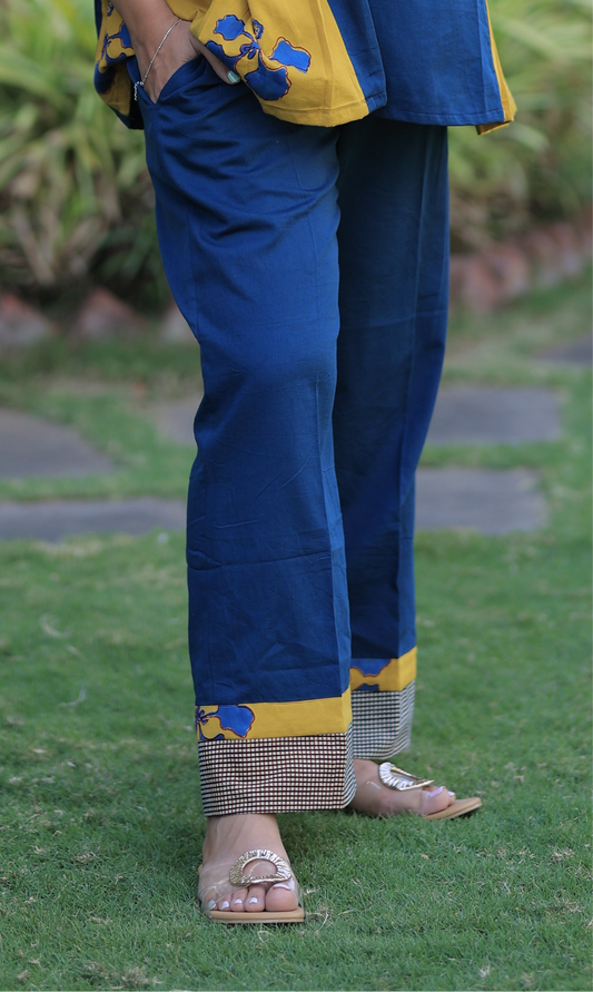 Bottom Indigo - Mustard Checkered Kusum Print Co-ord set