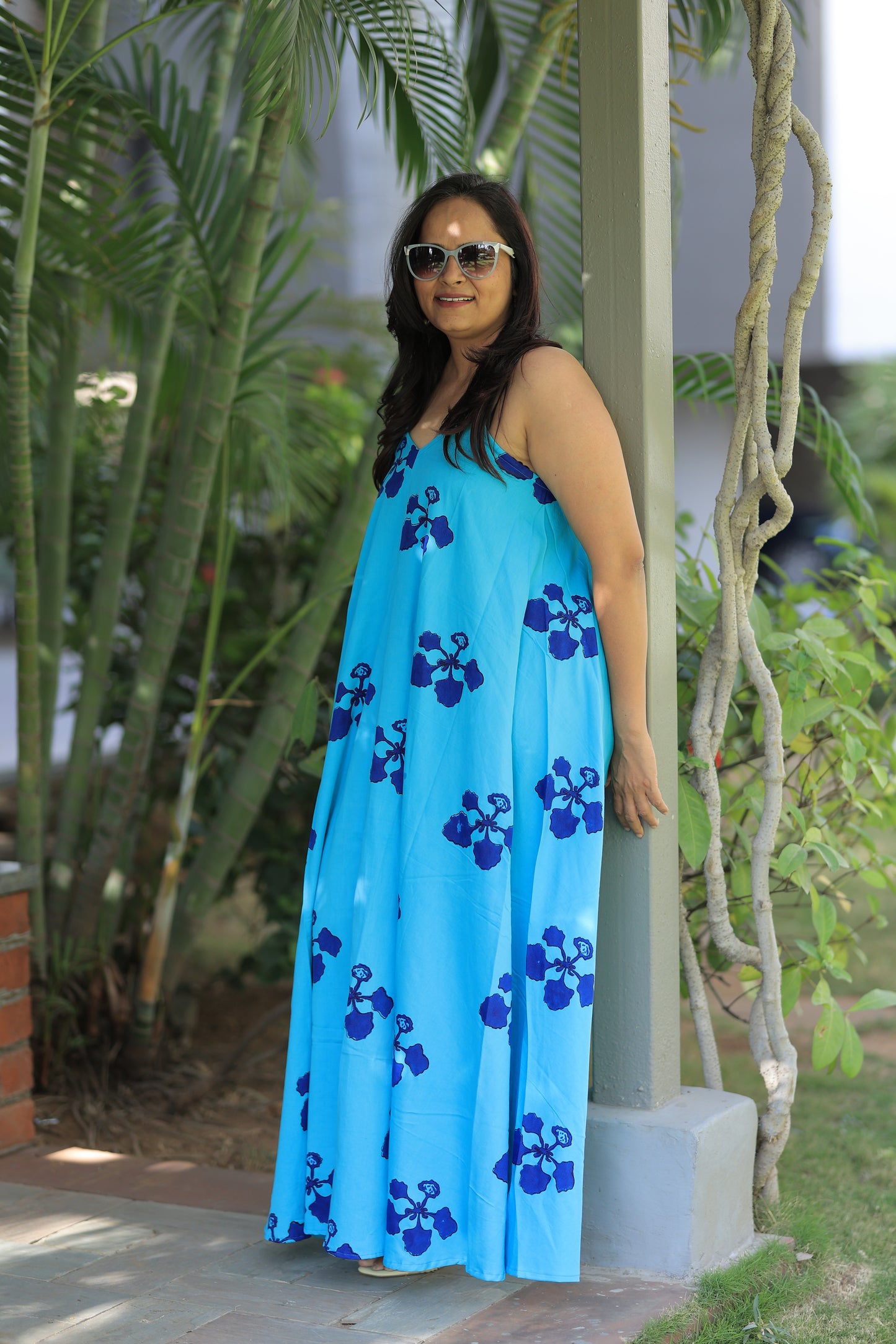 Kusum Print Beach Dress - Ocean Blue