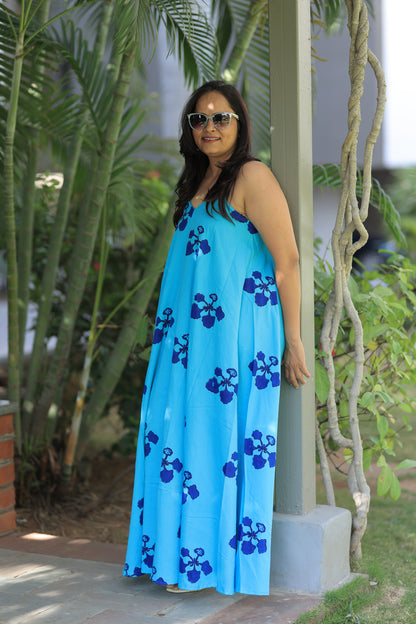 Kusum Print Beach Dress - Ocean Blue