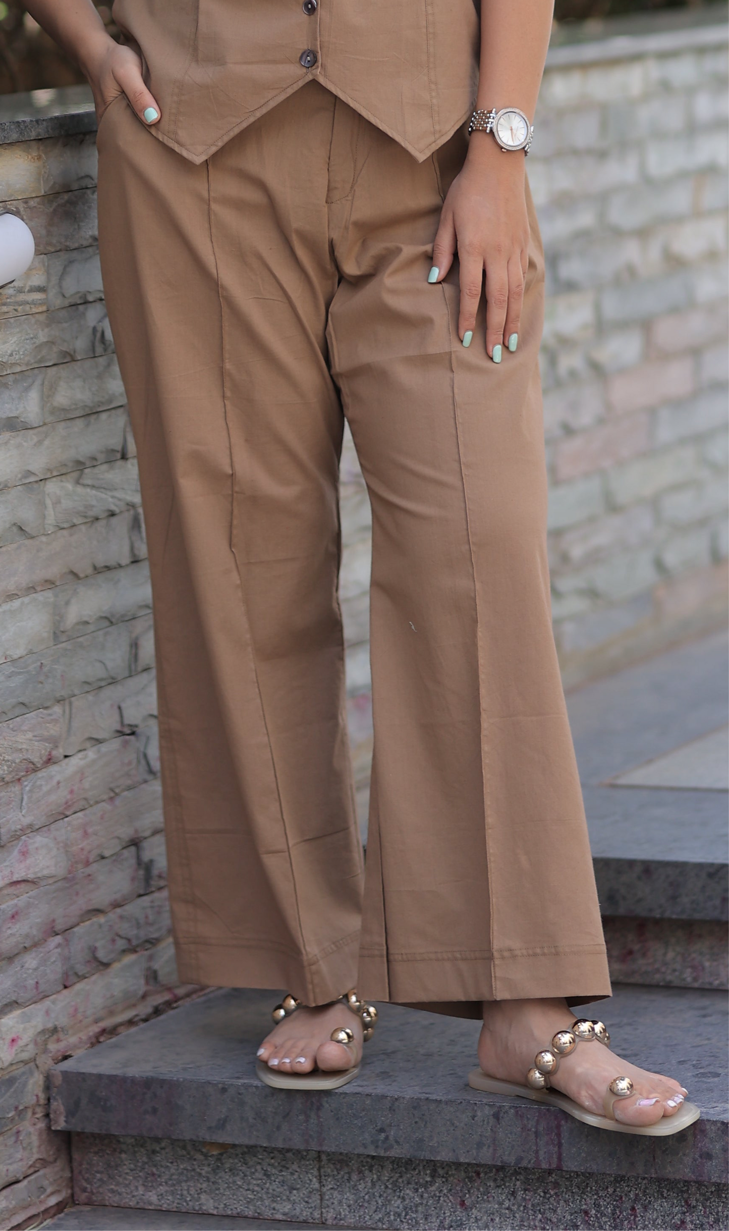 Bottom - Vest Summer Co-ord Set - Beige