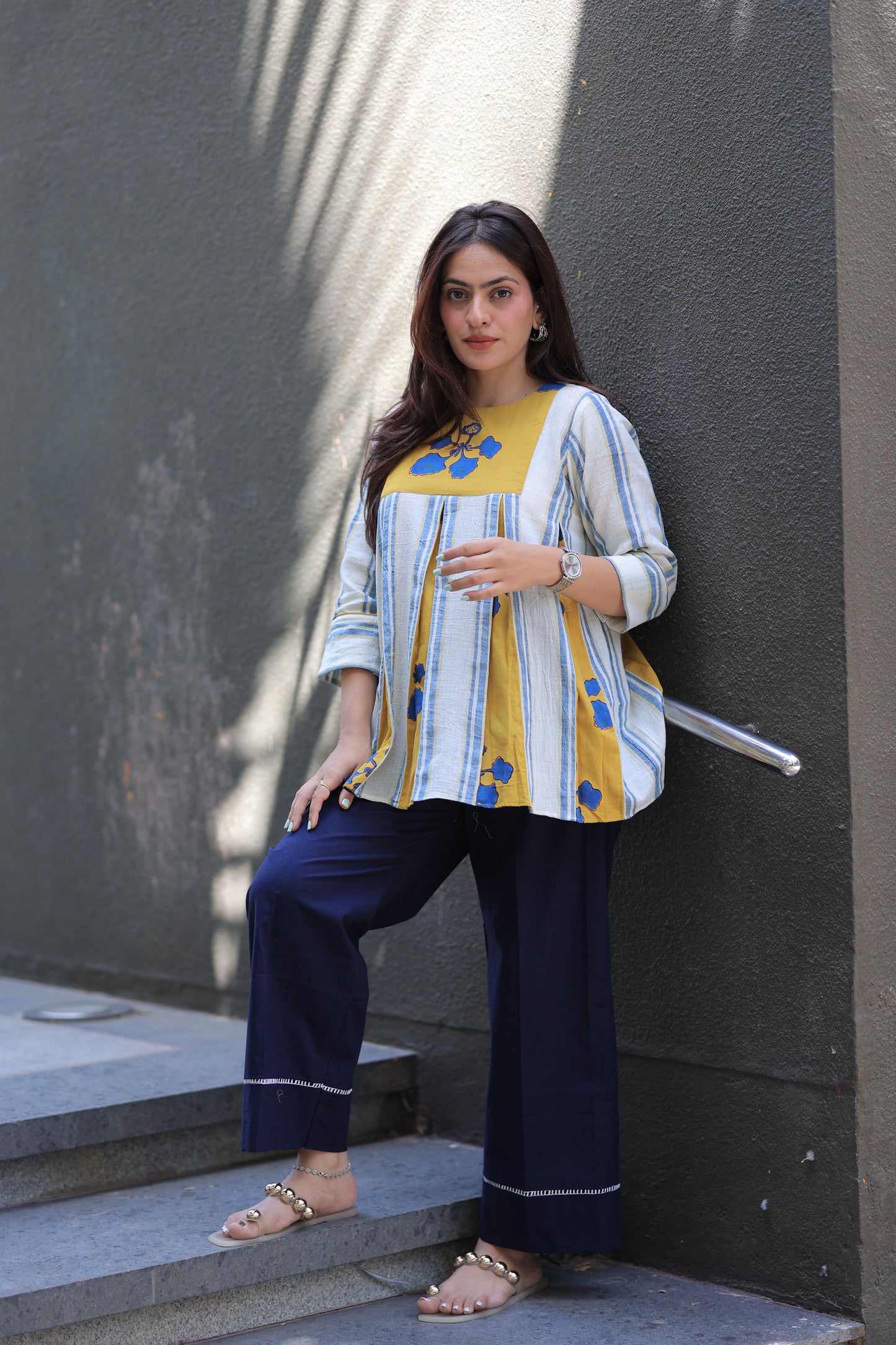 Mustard yellow Kusum Kala Cotton Co-ord Set