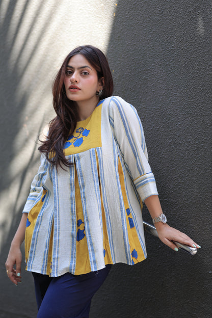 Mustard yellow Kusum Kala Cotton Co-ord Set