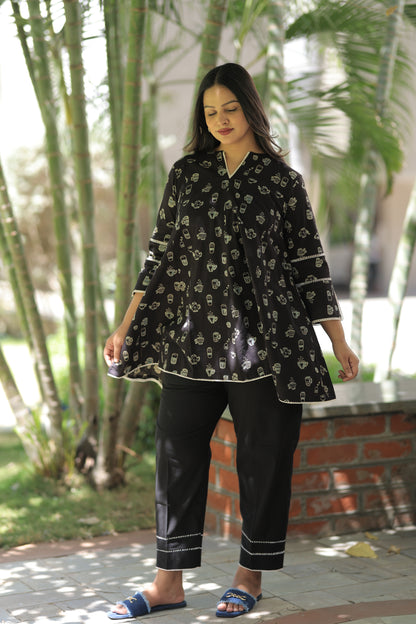 Coffee Cup Summer Co-ord Set - Rustic Black