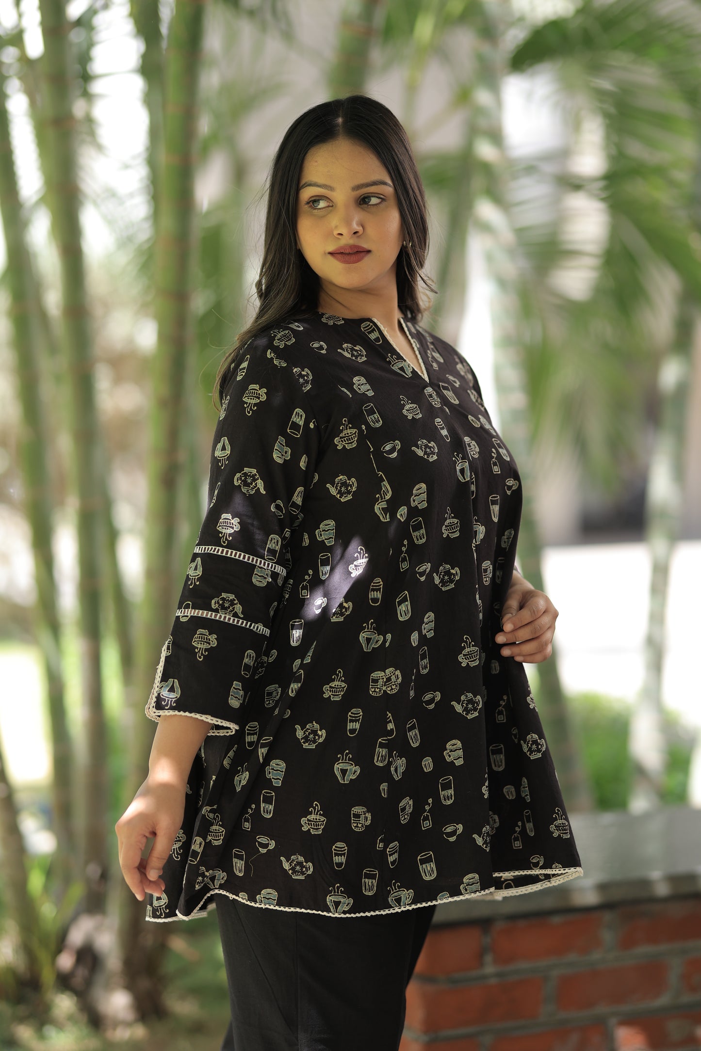 Coffee Cup Summer Co-ord Set - Rustic Black