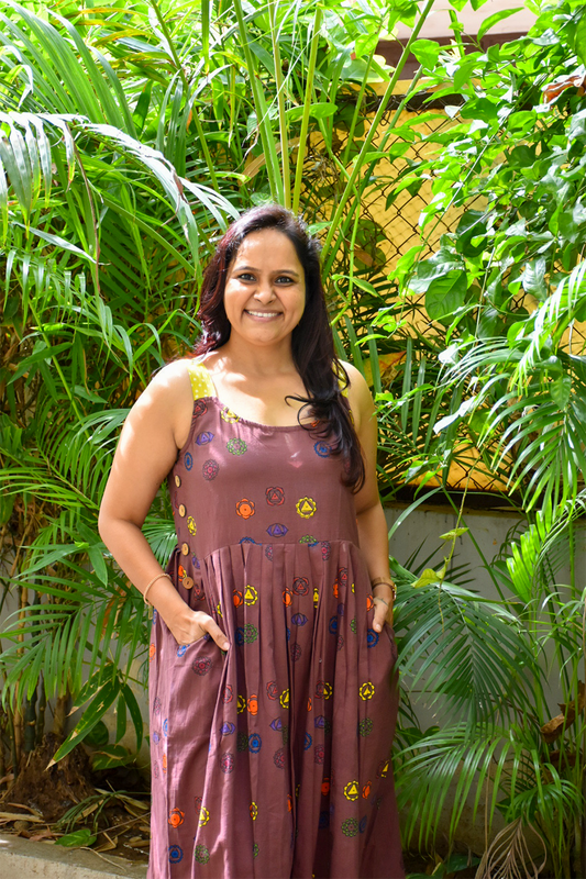 Burgundy 7 Chakras-Yellow Polka Stripes Button Dress