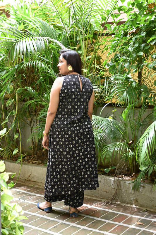 Madder Long Kurta Pants Set (Black)
