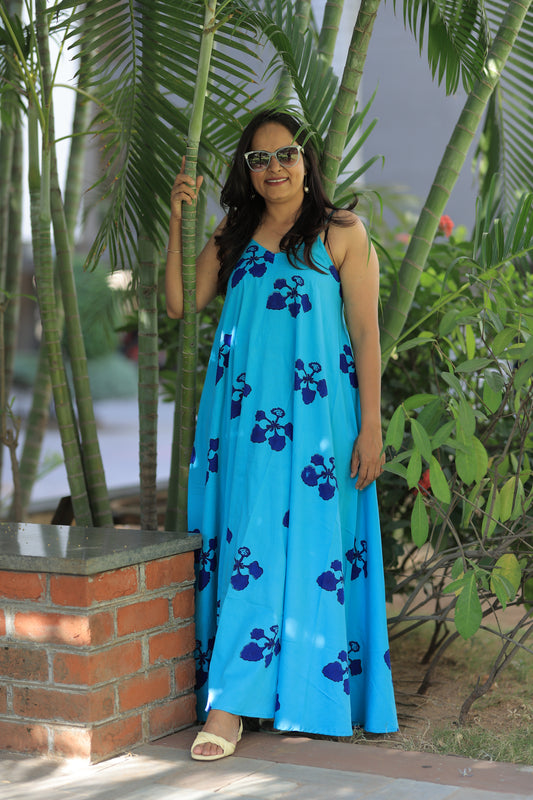 Kusum Print Beach Dress - Ocean Blue