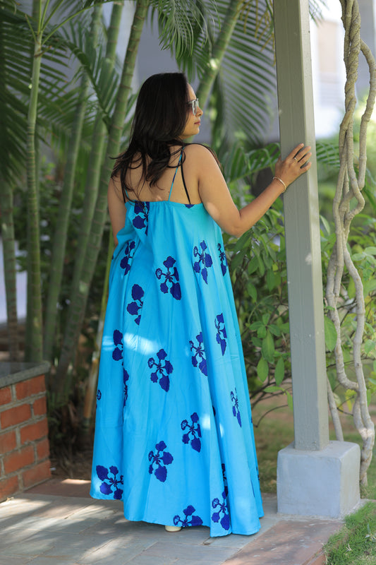 Kusum Print Beach Dress - Ocean Blue