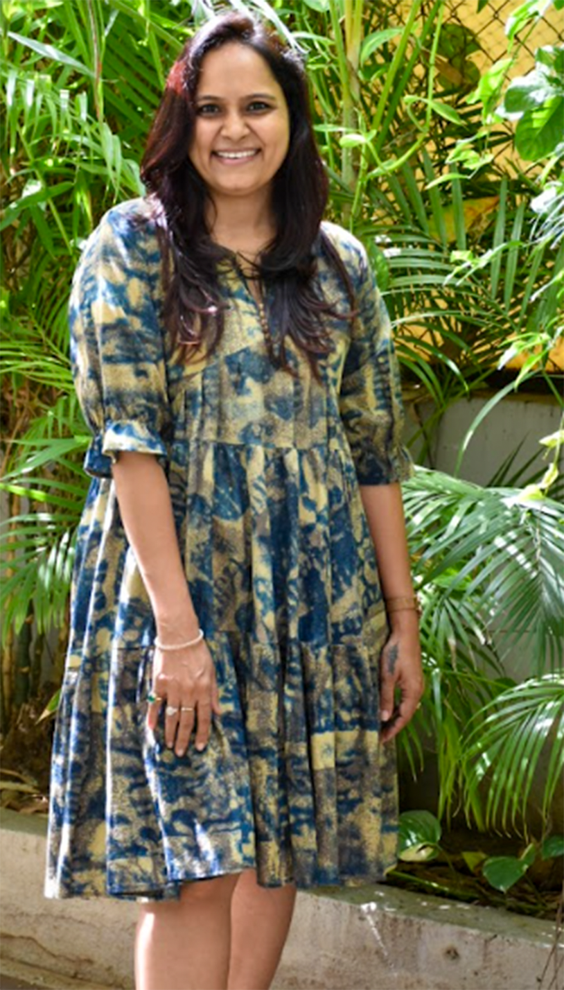 Yellow Indigo Tie-Dye Short Dress